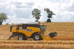 Combine Harvester Last Run Stock Photo