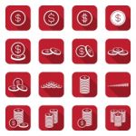 Money Coin Icon Set Long Shadow Design  Illustration Stock Photo