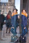 Pretty Young Girl Standing At Shopfront Stock Photo