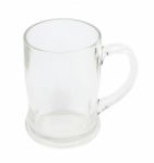 Top Side Of Empty Glass With Handle On White Background Stock Photo