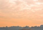 Bright Color Sky Over The Mountain In Evening Time Stock Photo