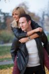 Young Couple In Park Stock Photo