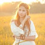 Hippie Woman Posing Stock Photo