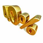 3d Gold 40 Forty Percent Discount Sign Stock Photo