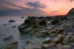 Rocks And The Sunset Stock Photo