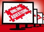 Online Advertising On Monitors Showing Marketing Strategies Stock Photo