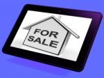 For Sale House Tablet Means Selling Or Auctioning Home Stock Photo