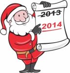 New Year 2014 Santa Claus Scroll Sign Stock Photo