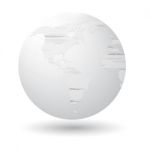 Globe Icon With Hand Drawn Map Stock Photo