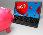 Save Laptop Shows Promos And Discounts On Internet Stock Photo