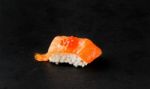 Salmon Nigiri With Salmon Roe Stock Photo