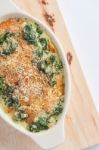 Baked Spinach With Chesse Stock Photo