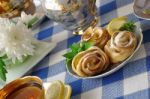 Rosettes From Apples And Dough Stock Photo