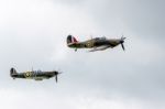 Hawker Hurricane I R4118 And Spitfire Mk Ixt Pv202 Qv Stock Photo