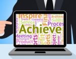 Achieve Word Means Achieving Improvement And Victory Stock Photo