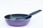 Non Stick Frying Pan On White Background Stock Photo