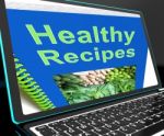 Healthy Recipes On Laptop Shows Online Recipes Stock Photo