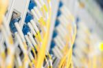 Fiber Optic With Servers In A Technology Data Center Stock Photo