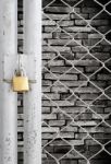 Chain Link Fence And Metal Door Stock Photo