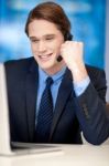 Handsome Young Businessman Communicating Stock Photo