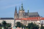 View From Charles Bridge Towards The St Vitus Cathedral  In Prag Stock Photo