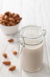 Almond Milk Organic Healthy Nut Vegan Vegetarian Drink Stock Photo