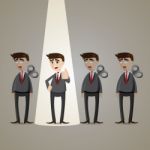 Cartoon Businessman With Spotlight Winner Stock Photo