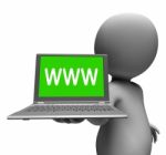 Www Laptop And Character Shows Online Internet Web Or Net Stock Photo