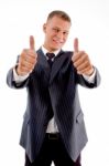 Businessman Showing Thumb Up Stock Photo