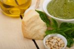 Italian Basil Pesto Sauce Ingredients Stock Photo