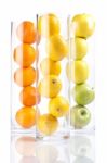 Group Of Fruit: Oranges, Lemons, Appless Stock Photo