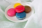 Colorful Macaroon Or Macaron French Sweet Dessert  Stock Photo