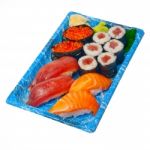 Take Away Sushi Express On Plastic Tray Stock Photo