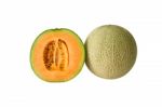 Cantaloupe Melon Isolated On White Background Stock Photo