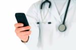 Doctor Holding Iphone Smartphone  Stock Photo