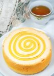 Orange Cake With Tea Stock Photo