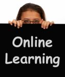 Girl Showing Online Learning Board Stock Photo