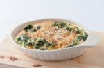 Baked Spinach With Chesse Stock Photo