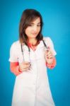 Young Student Of Medicine With Stethoscope Stock Photo