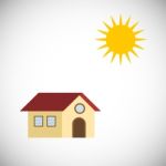 Sun And House.  Illustration Stock Photo