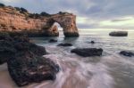 Beautiful Beach Of Albandeira Stock Photo