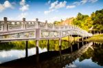 Chinese Style Bridge On The River Stock Photo