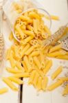 Italian Pasta Penne With Wheat Stock Photo