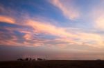 Sunset And Lost Property On The Pacific Coast Stock Photo