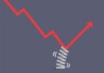 Elastic Spring Reflecting Graph Down To Graph Up Stock Photo