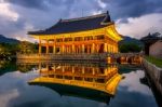 Gyeongbokgung Palace At Night In Seoul,korea Stock Photo