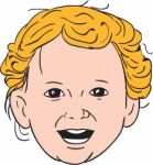 Blonde Caucasian Toddler Head Smiling Drawing Stock Photo