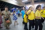 Student 9-10 Years Old, Scout Activities, Dance Performances Around The Fire., Scout Camp Bangkok Thailand Stock Photo