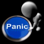 Panic Pressed Shows Alarm Distress And Crisis Stock Photo