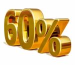 3d Gold 60 Sixty Percent Discount Sign Stock Photo